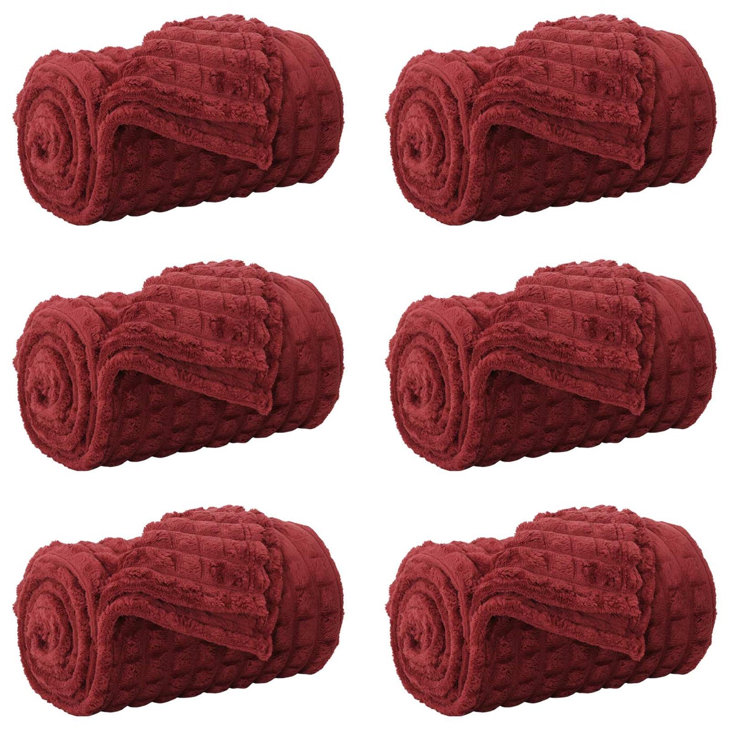 VidaXL alfombras 6 piezas rojo burdeos 150 x 130 cm polar