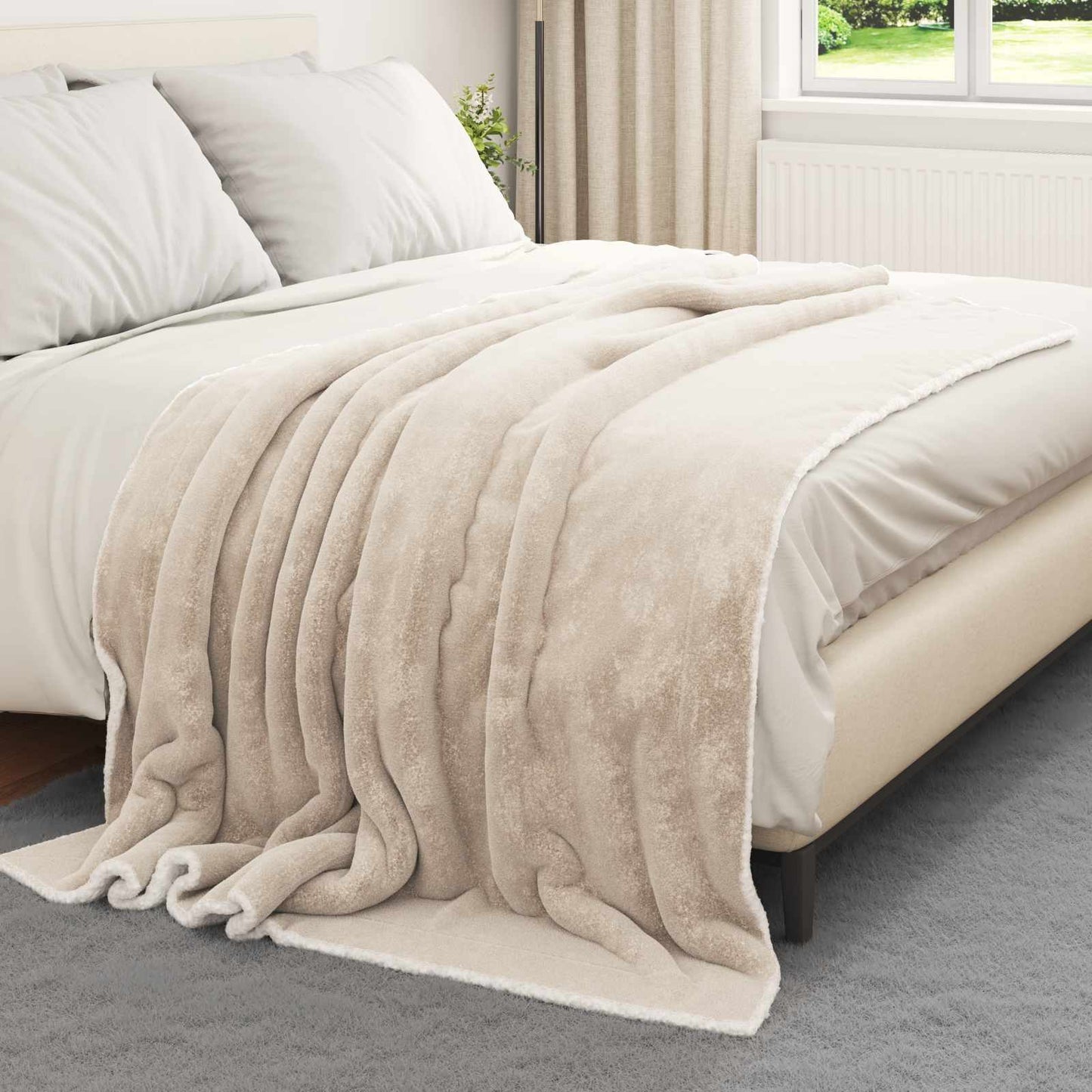 Plaid Vidaxl in pile beige 150 x 200 cm