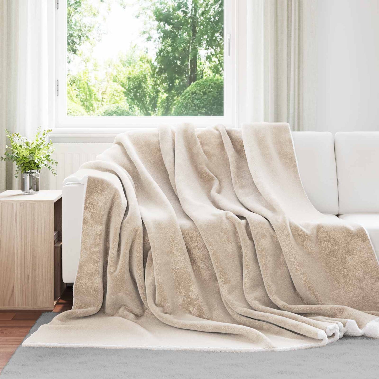 Vidaxl coperta in pile beige 220 x 240 cm