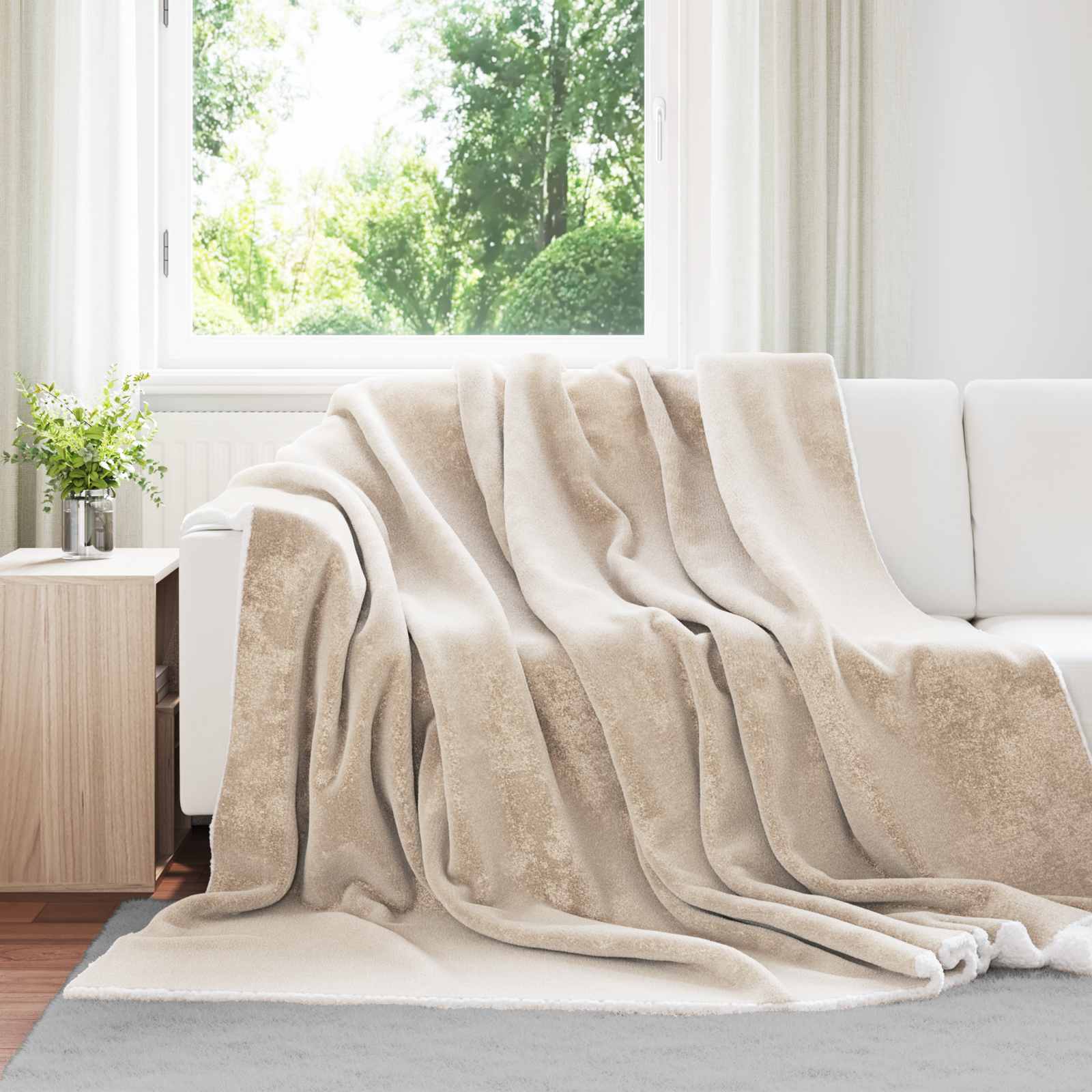 Vidaxl coperta in pile beige 220 x 240 cm
