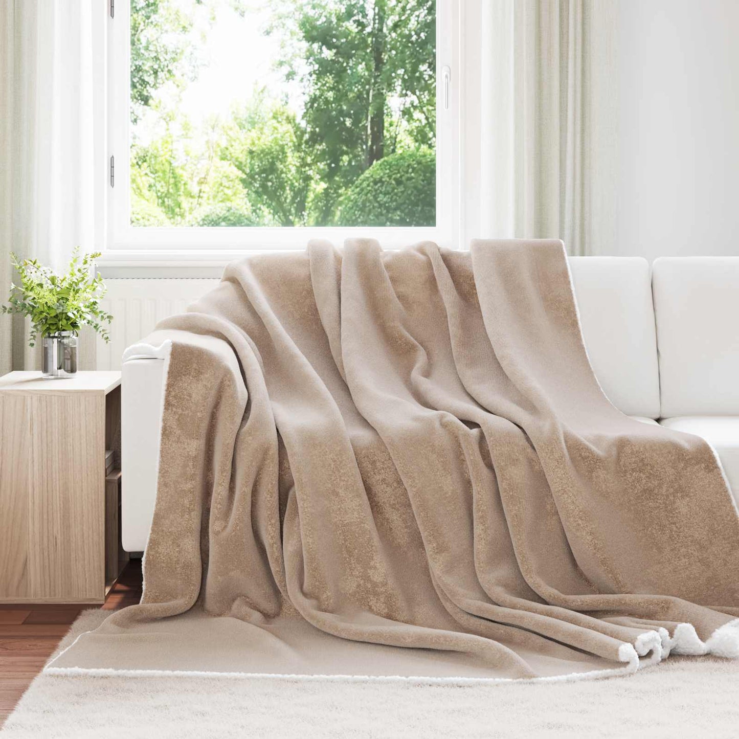 Vidaxl gooi deken kameel 220 x 240 cm fleece