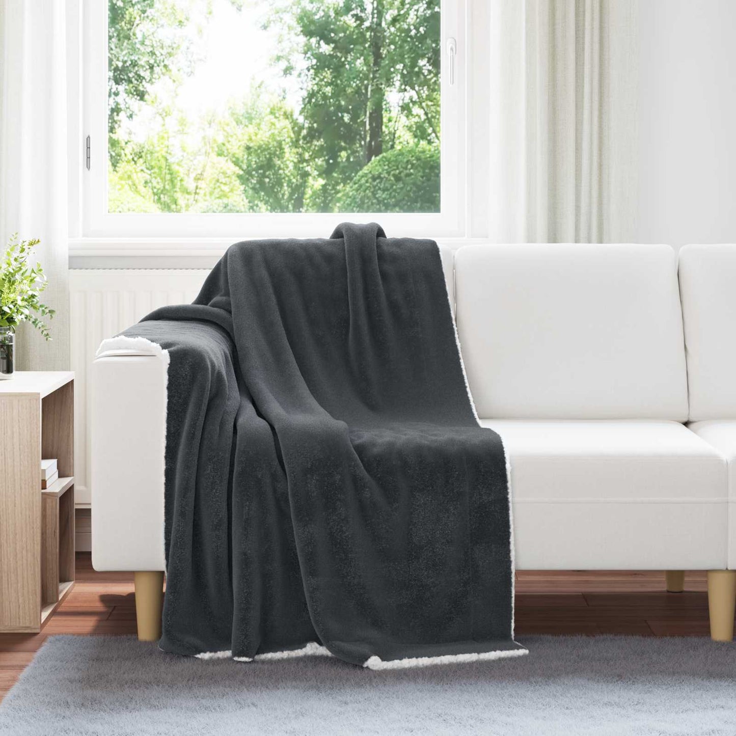 Coperta Vidaxl in pile grigio scuro 130 x 150 cm
