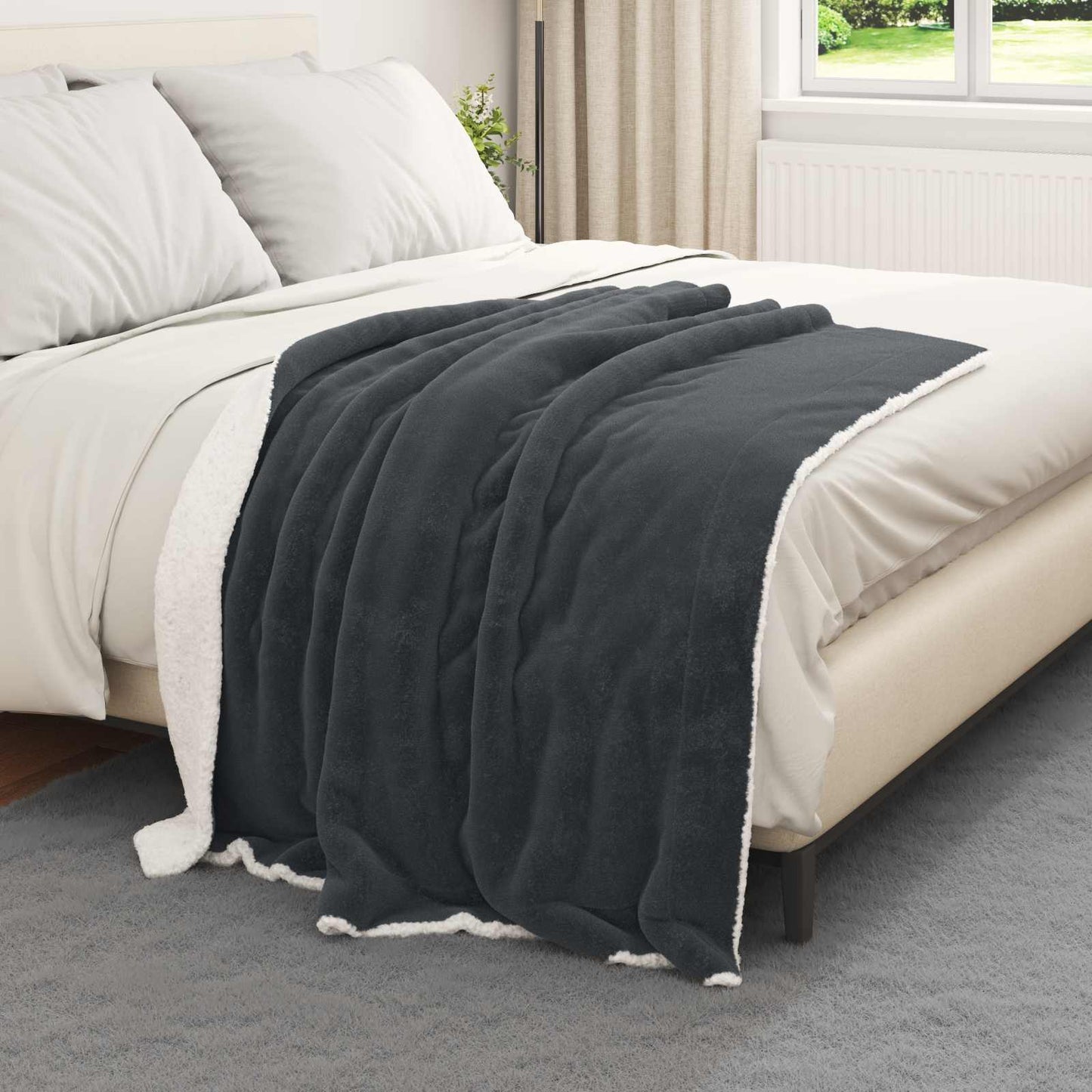 Coperta Vidaxl in pile grigio scuro 130 x 150 cm