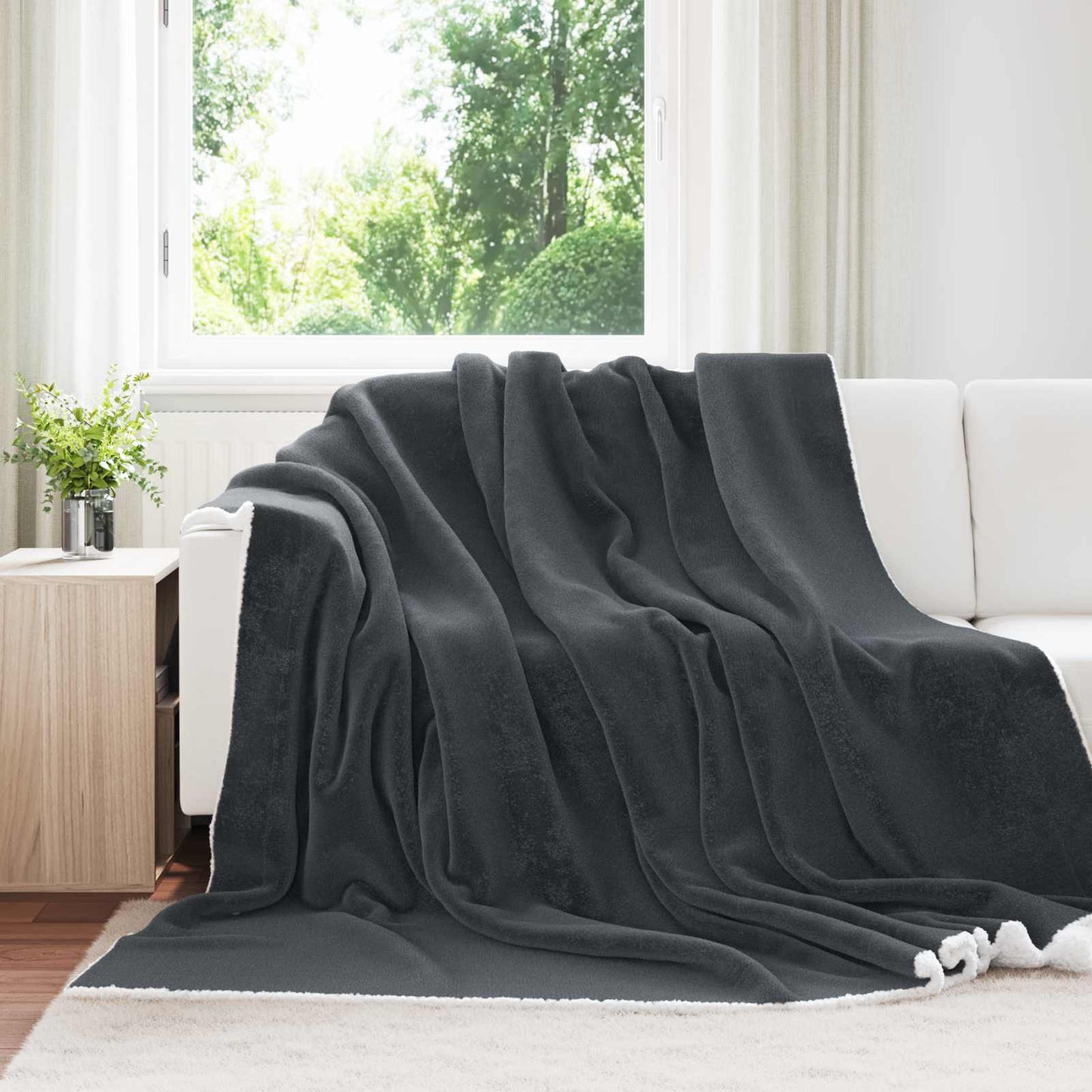 Coperta Vidaxl in pile grigio scuro 240 x 270 cm
