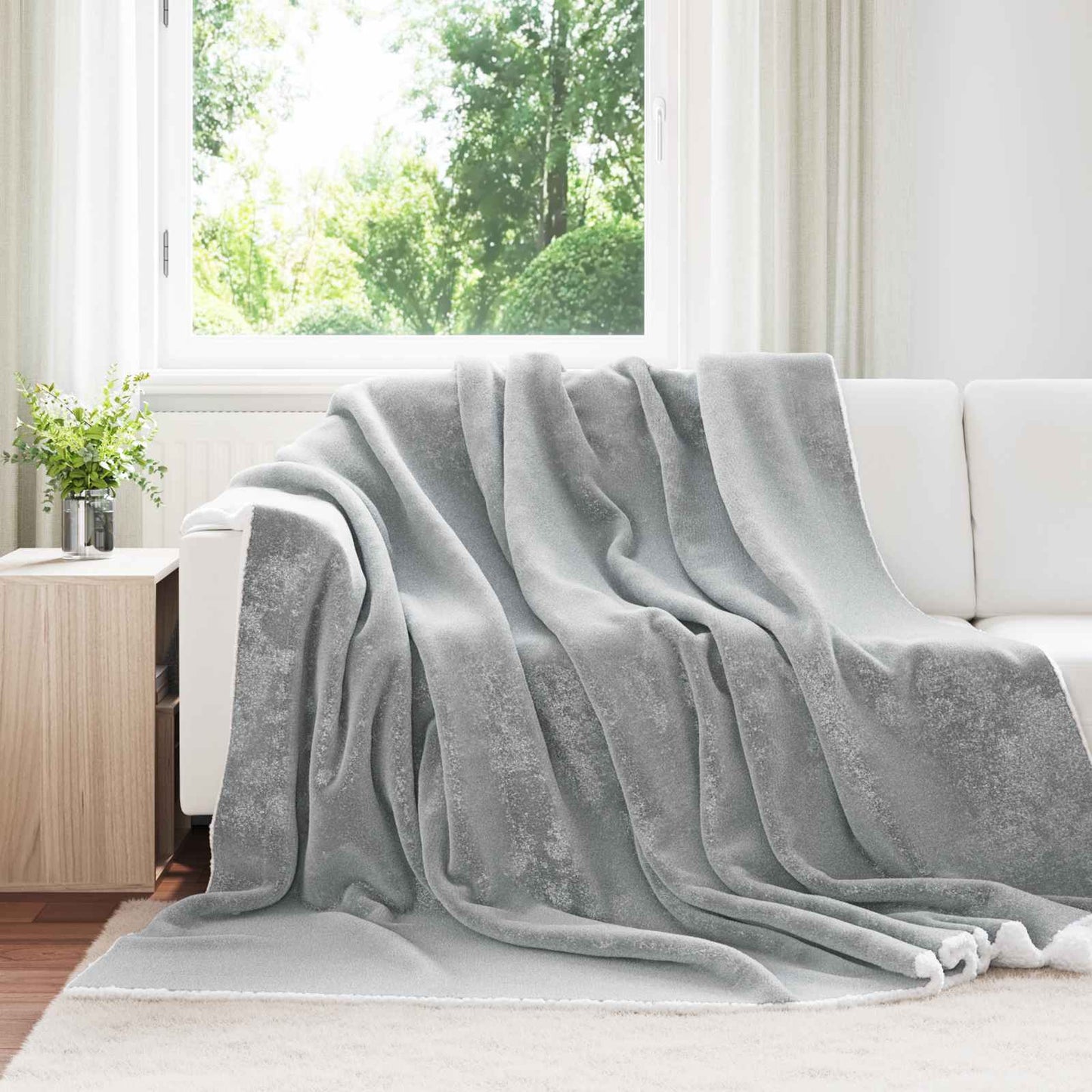 Vidaxl gooi deken grijs 220 x 240 cm fleece