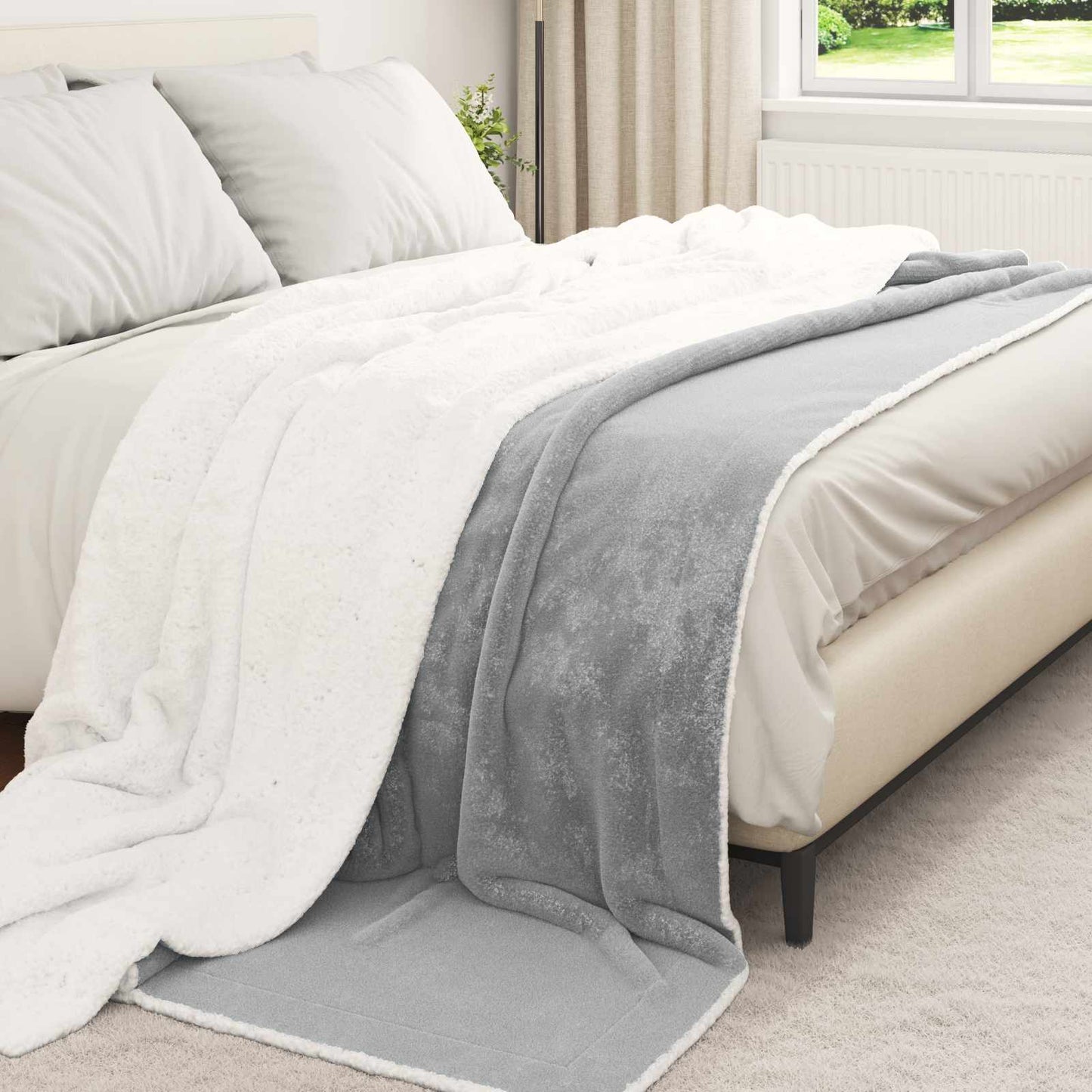 Coperta Vidaxx in pile grigio 240 x 270 cm