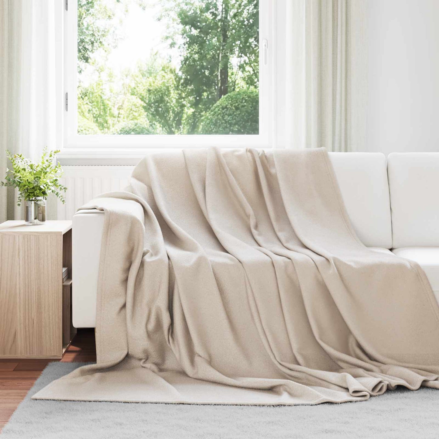 Vidaxl coperta in pile beige 240 x 220 cm