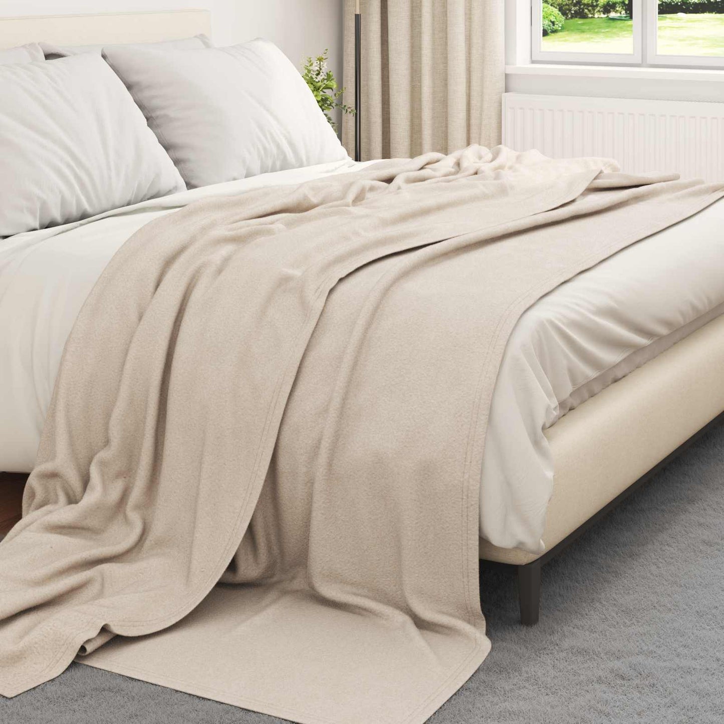 Vidaxl coperta in pile beige 240 x 220 cm