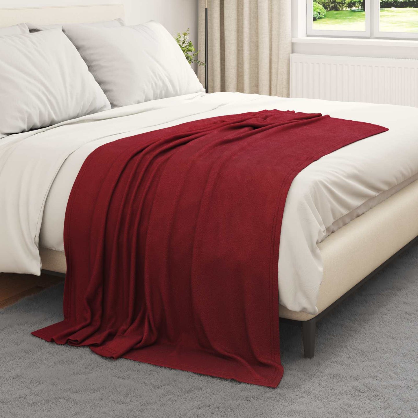 Vidaxl gooi deken bordeaux rood 170 x 130 cm fleece
