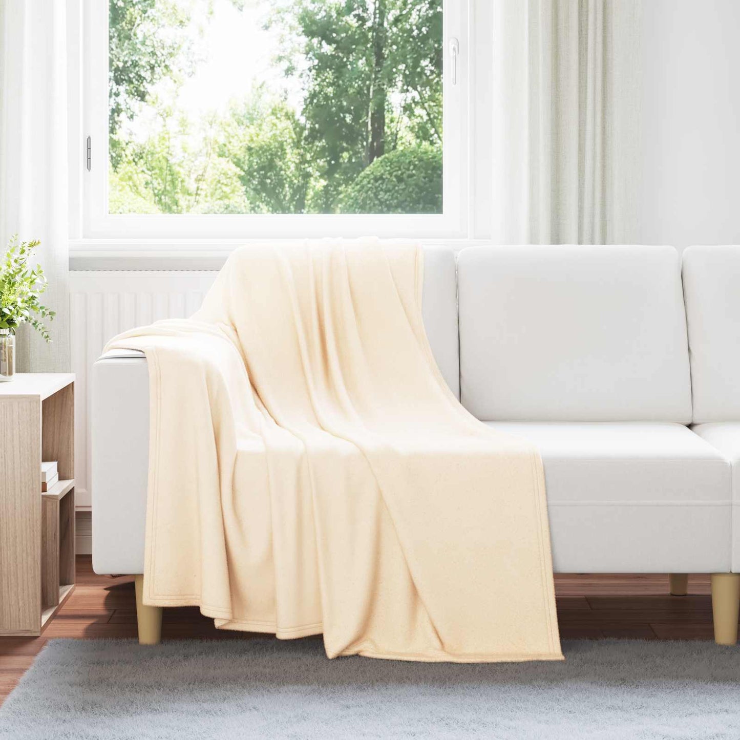Vidaxl coperta in pile crema 170 x 130 cm
