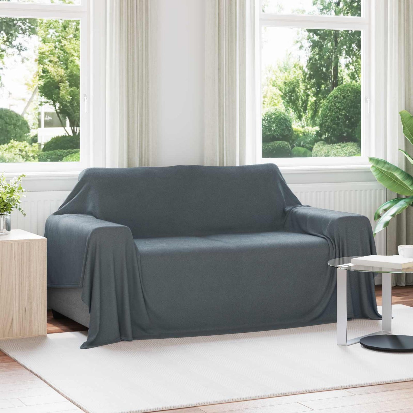 Coperta Vidaxl in pile grigio scuro 280 x 210 cm