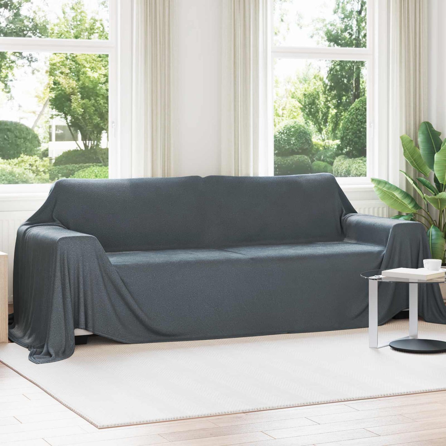 Coperta Vidaxl in pile grigio scuro 350 x 270 cm