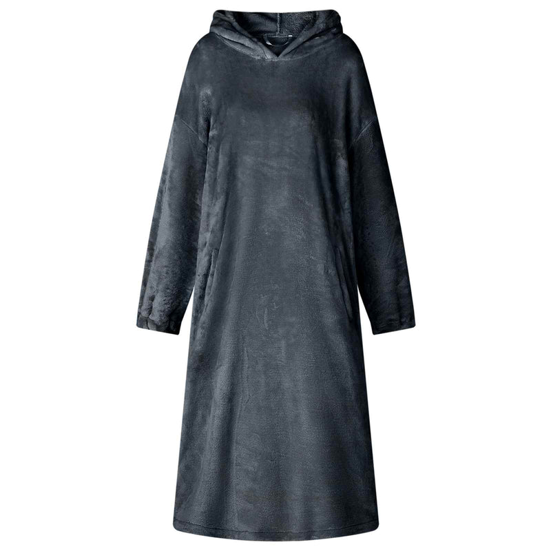 Vidaxl deken hoodie marineblauw s flanel