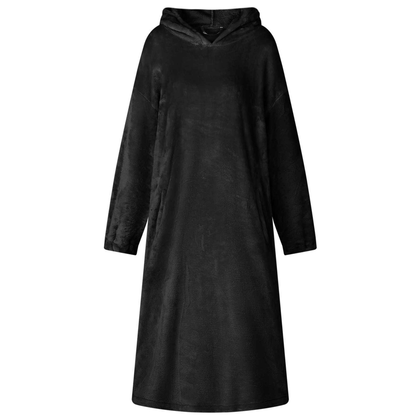 Vidaxl coperta con cappuccio in flanella nera