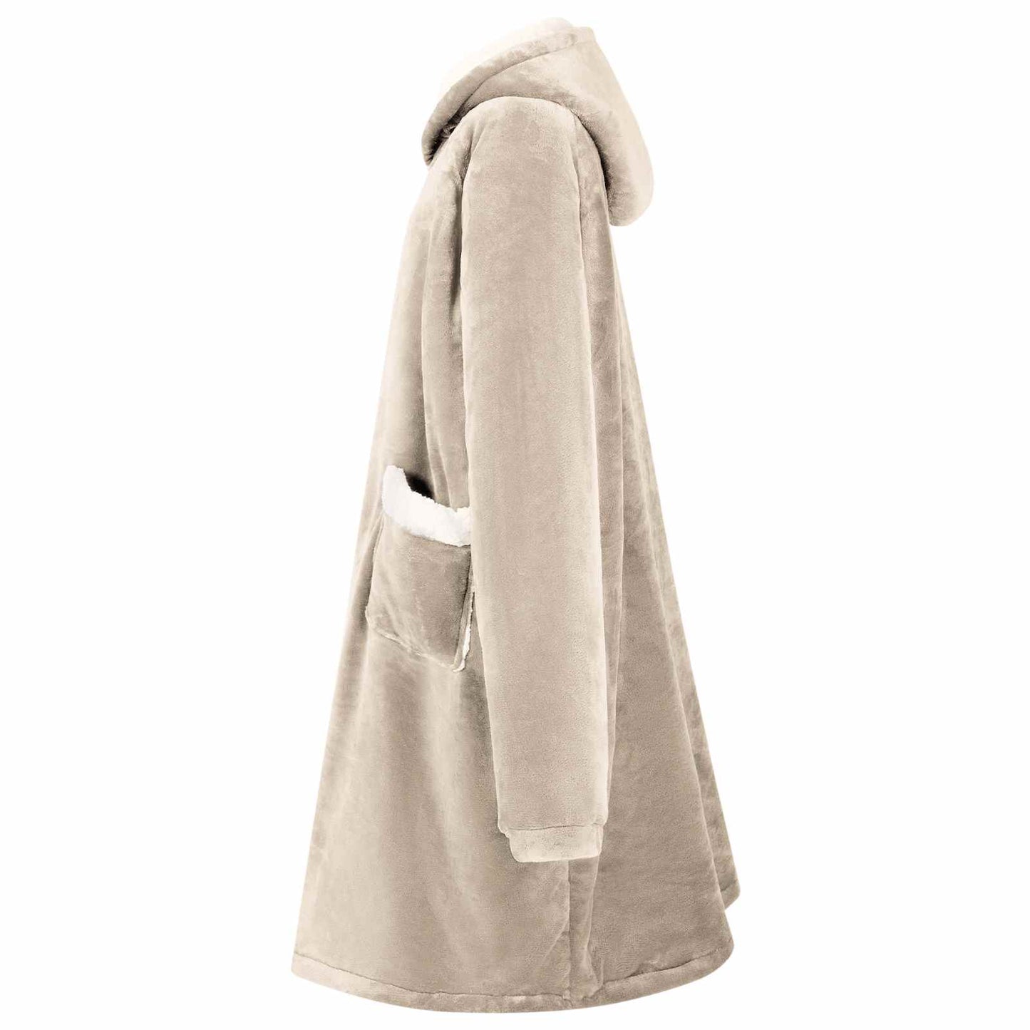Vidaxl deken hoodie beige m fleece en flanel
