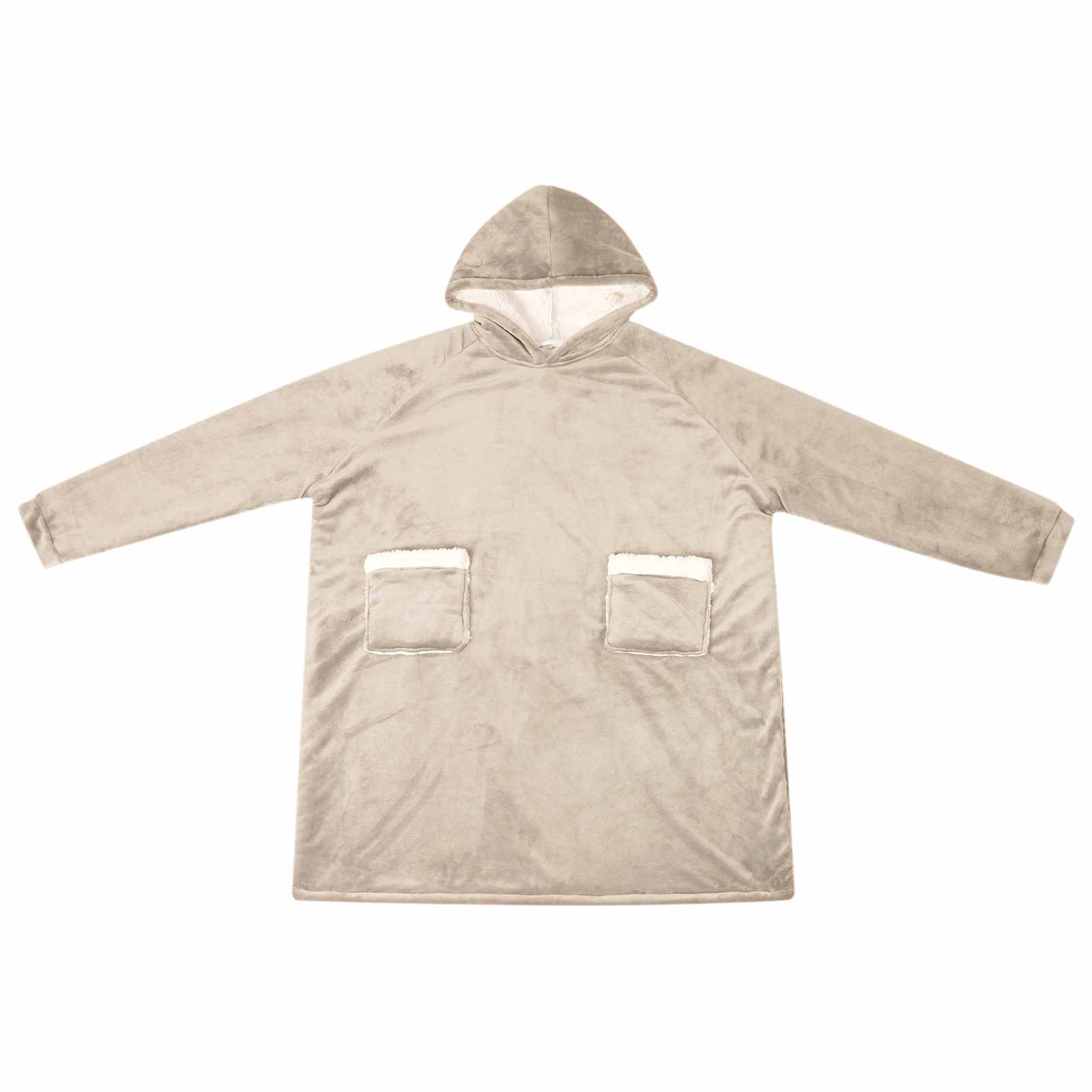 Vidaxl coperta con cappuccio beige l in pile e flanella