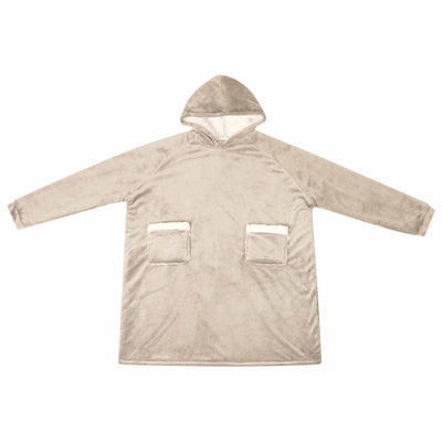 Vidaxl coperta con cappuccio beige l in pile e flanella
