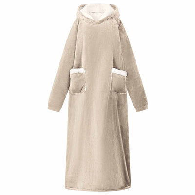 VidaXL coperta con cappuccio beige con pile e flanella