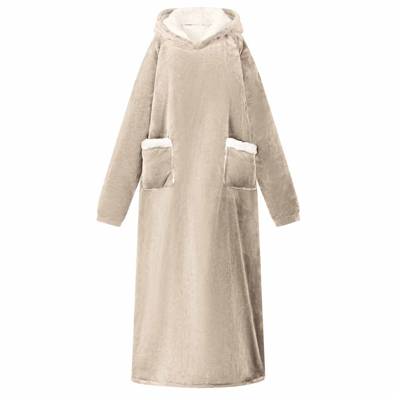VidaXL coperta con cappuccio beige con pile e flanella
