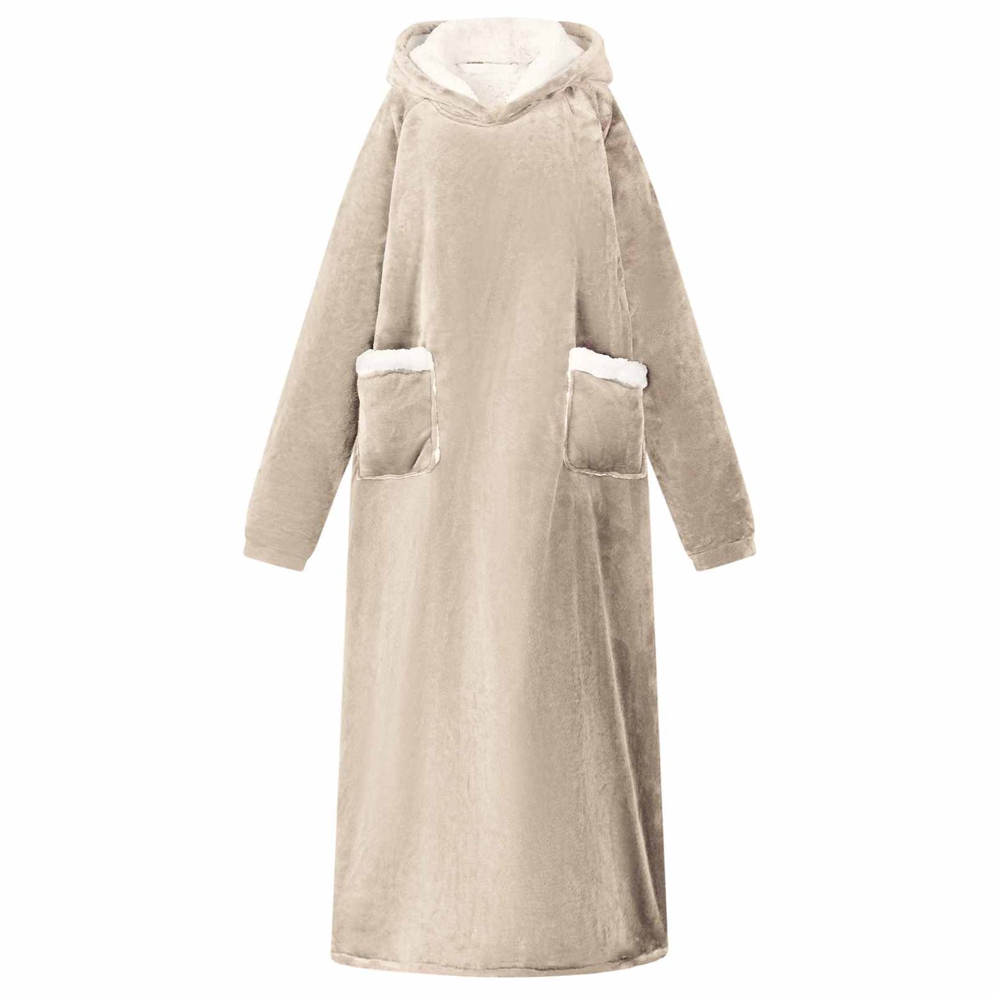 Vidaxl coperta con cappuccio beige l in pile e flanella