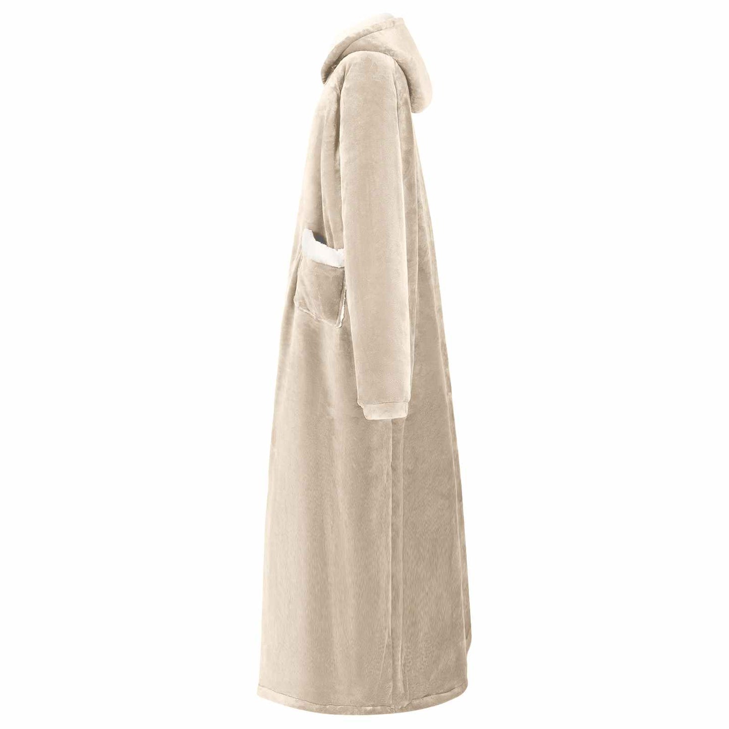 Vidaxl coperta con cappuccio beige l in pile e flanella