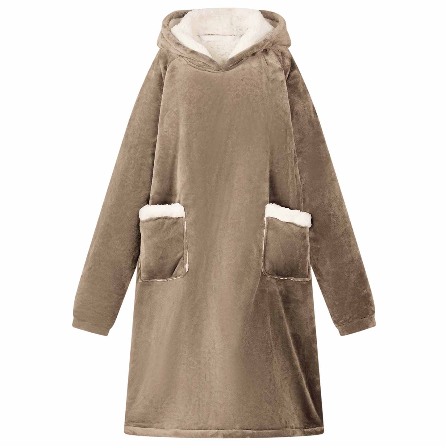 VidaXL coperta con cappuccio cammello l in pile e flanella