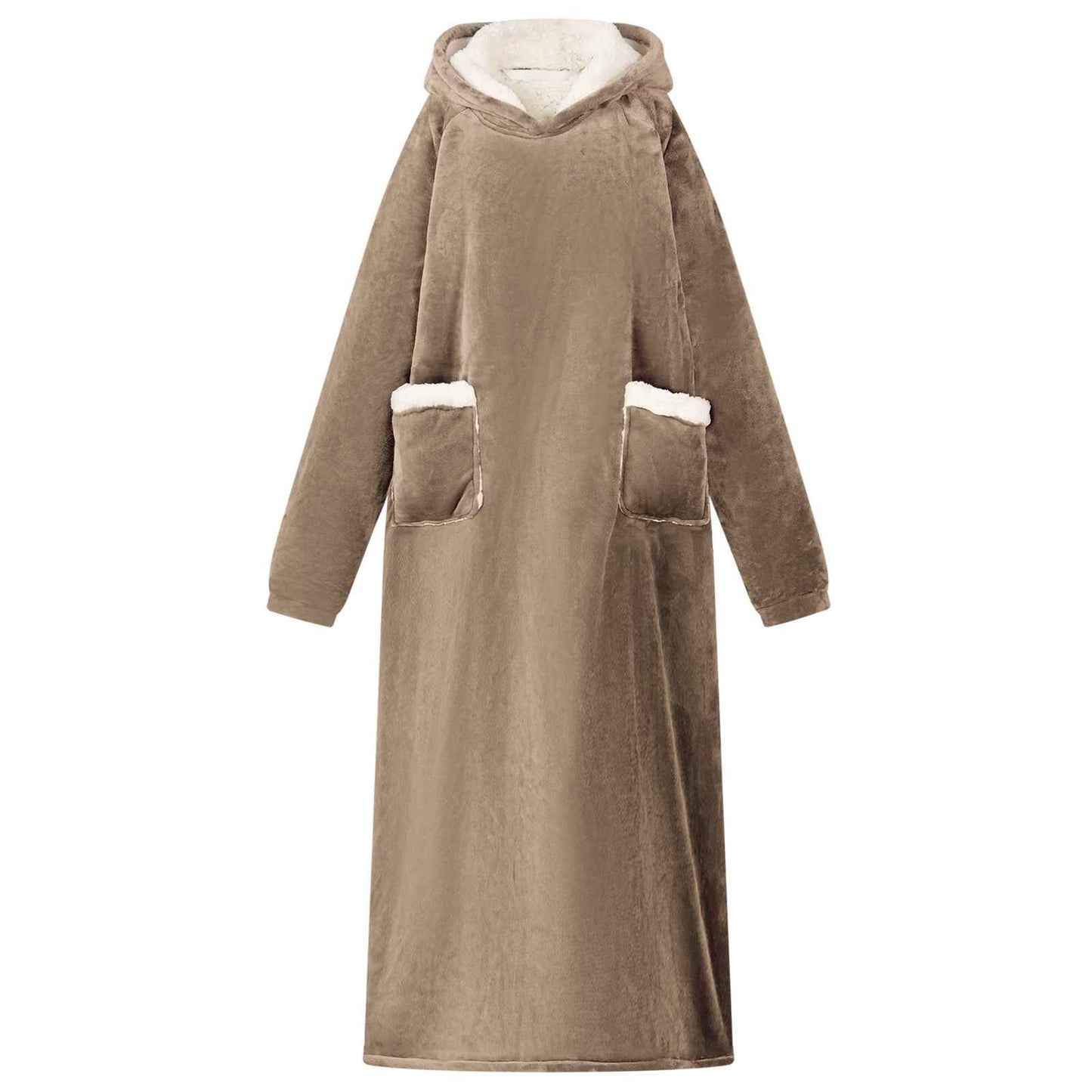 VidaXL coperta con cappuccio cammello l in pile e flanella