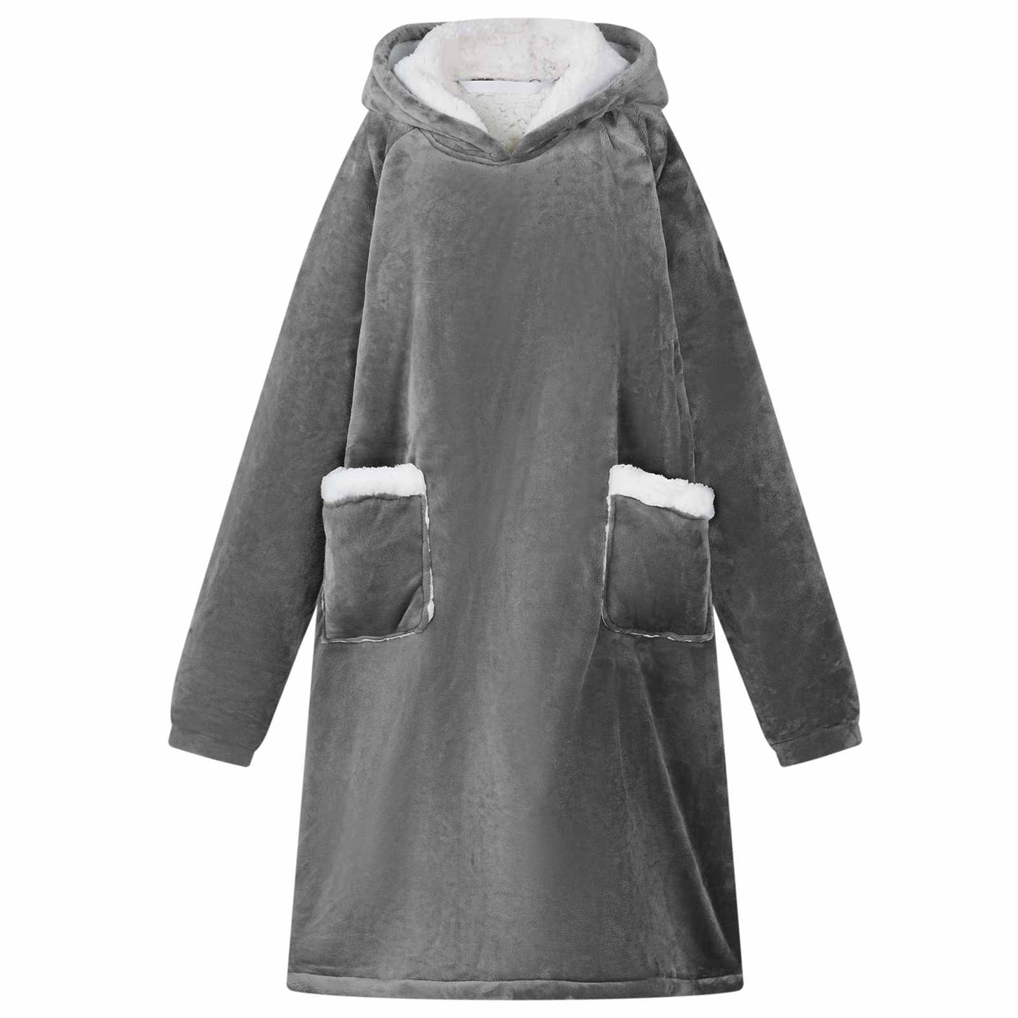 Felpa con cappuccio coperta Vidaxl grigio scuro con pile e flanella
