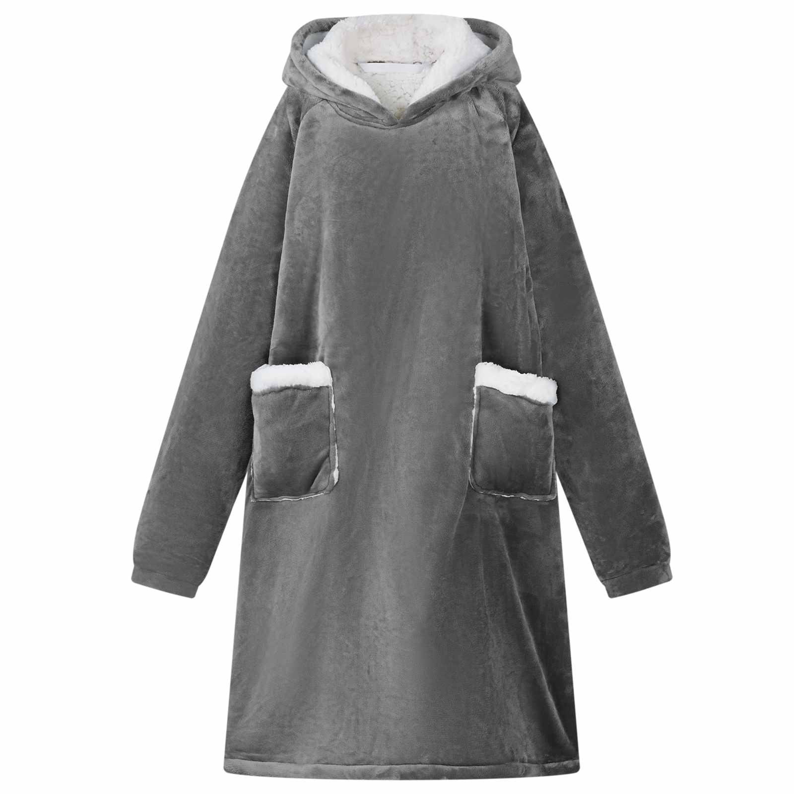 Vidaxl coperta con cappuccio grigio scuro l in pile e flanella