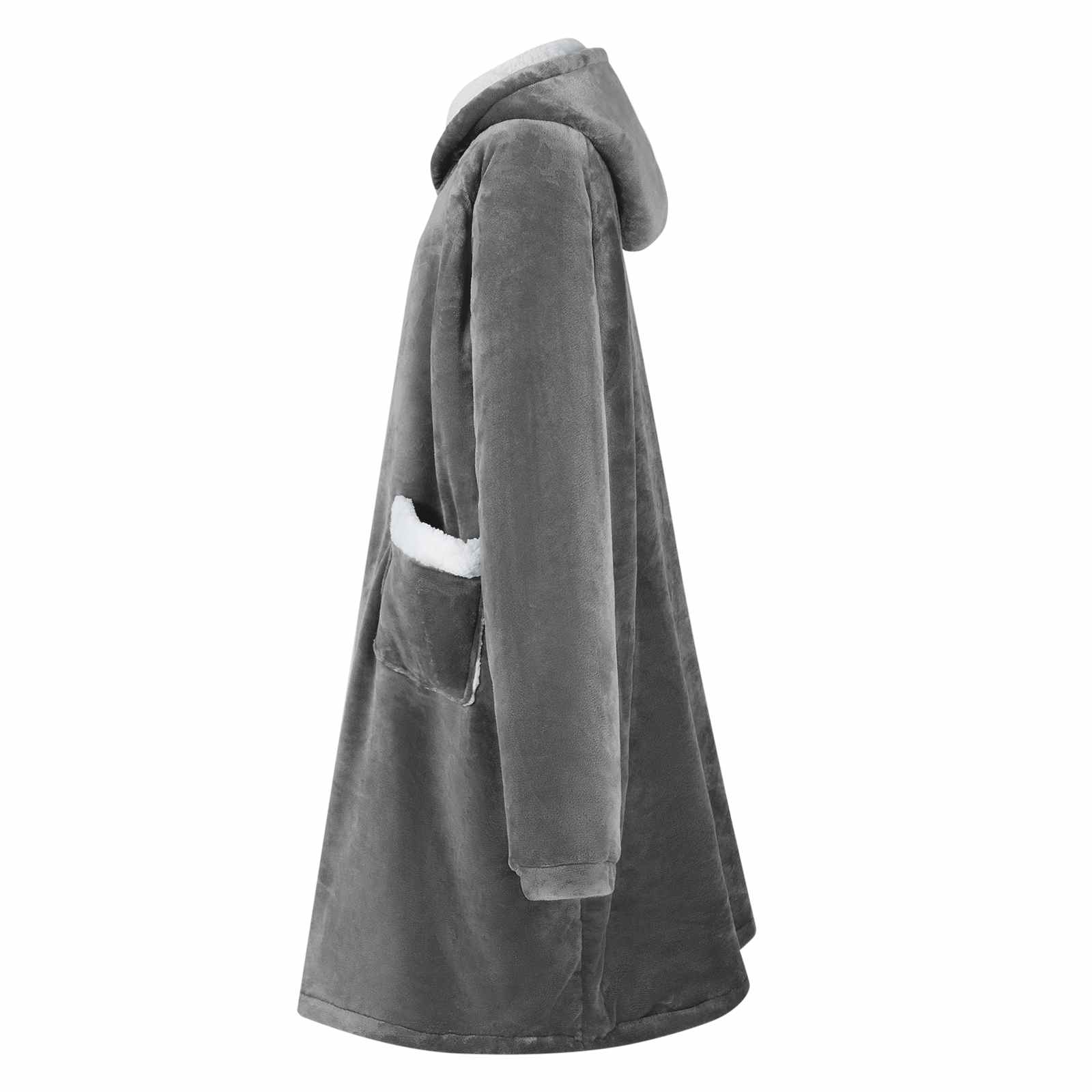 Vidaxl coperta con cappuccio grigio scuro l in pile e flanella