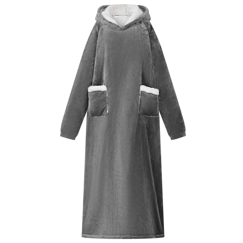 Vidaxl coperta con cappuccio grigio scuro l in pile e flanella