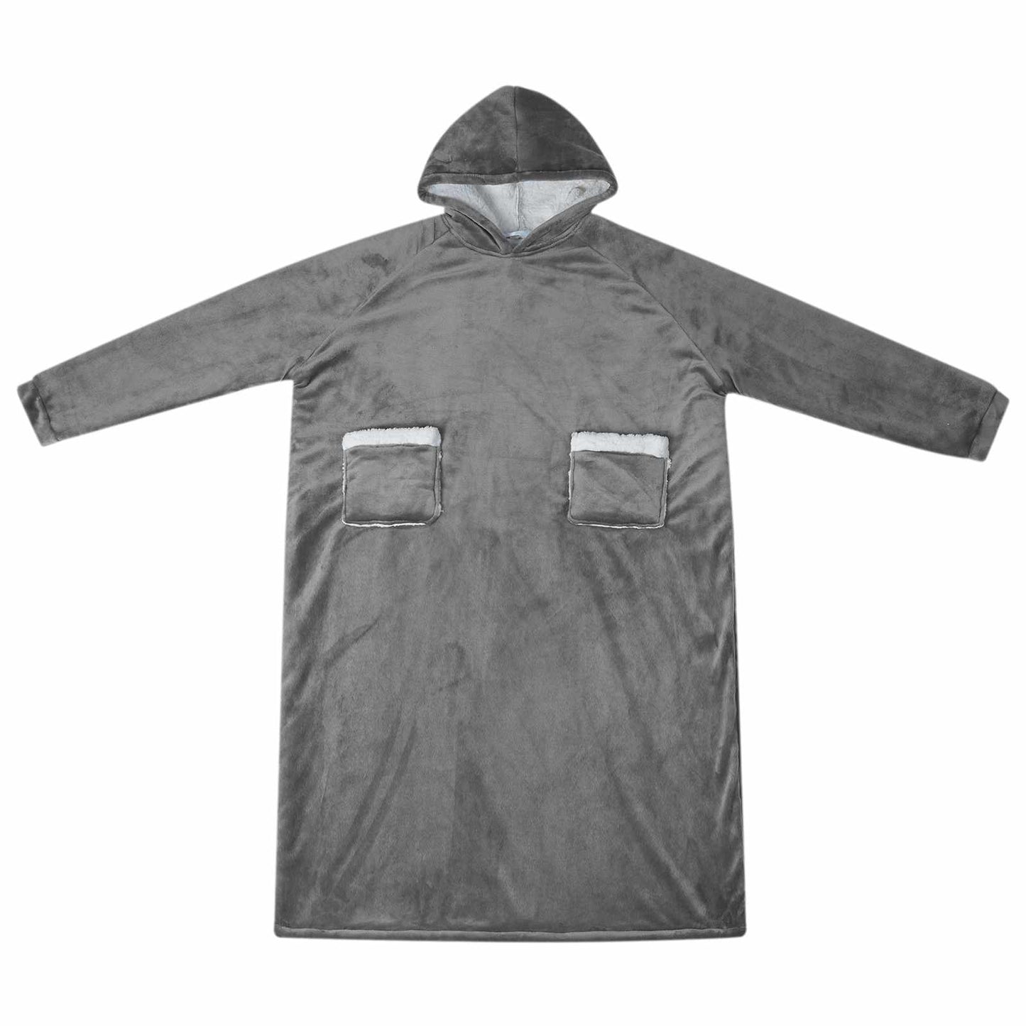Vidaxl coperta con cappuccio grigio scuro l in pile e flanella