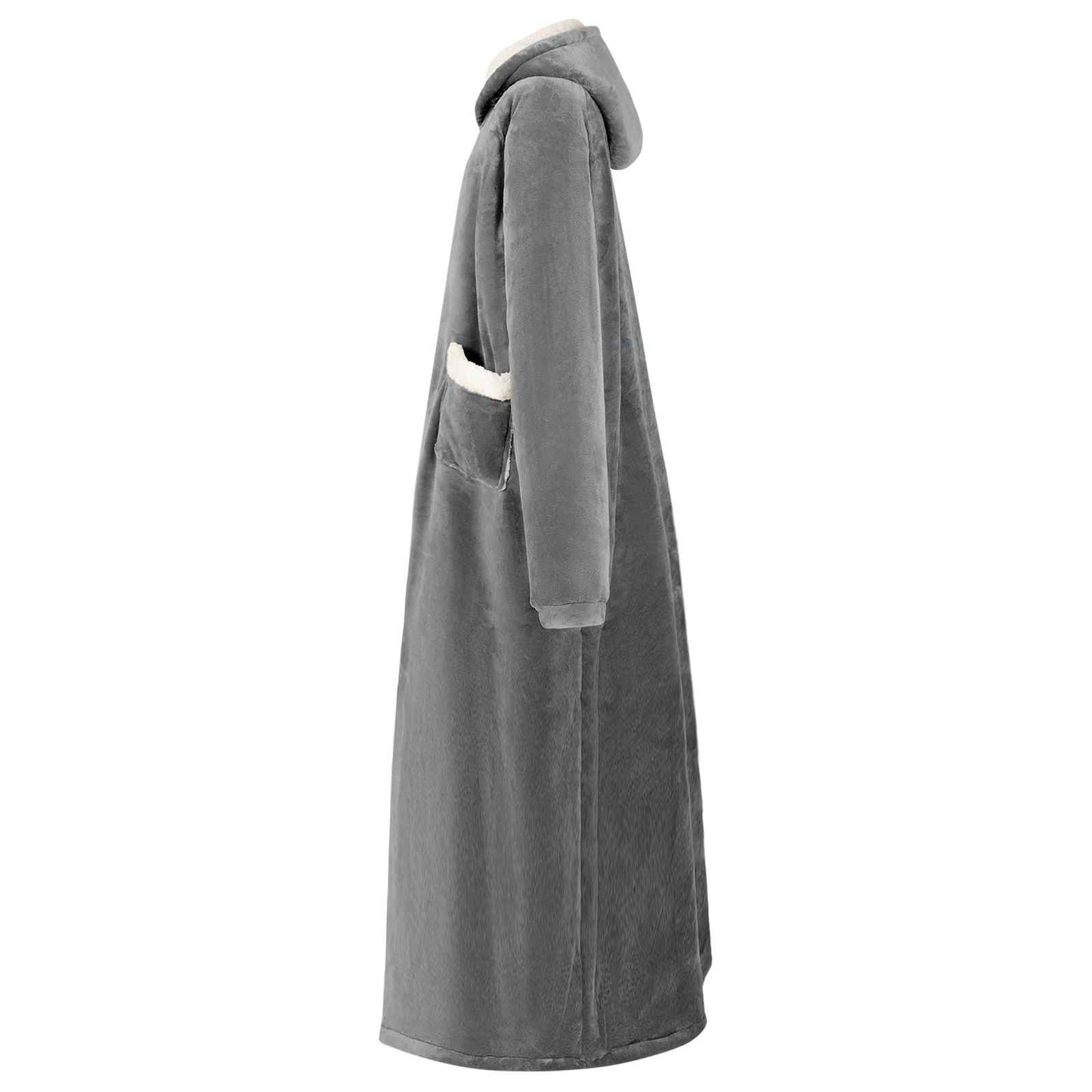 Vidaxl coperta con cappuccio grigio scuro l in pile e flanella