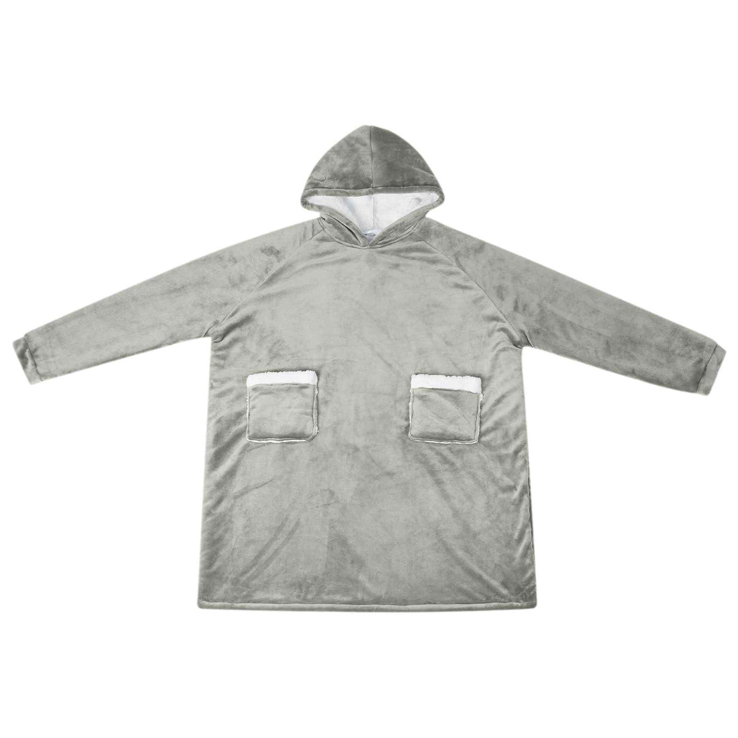Vidaxl deken hoodie grijs l fleece en flanel