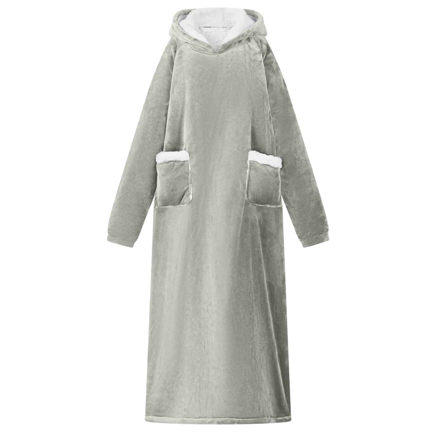 Vidaxl coperta con cappuccio grigia l in pile e flanella