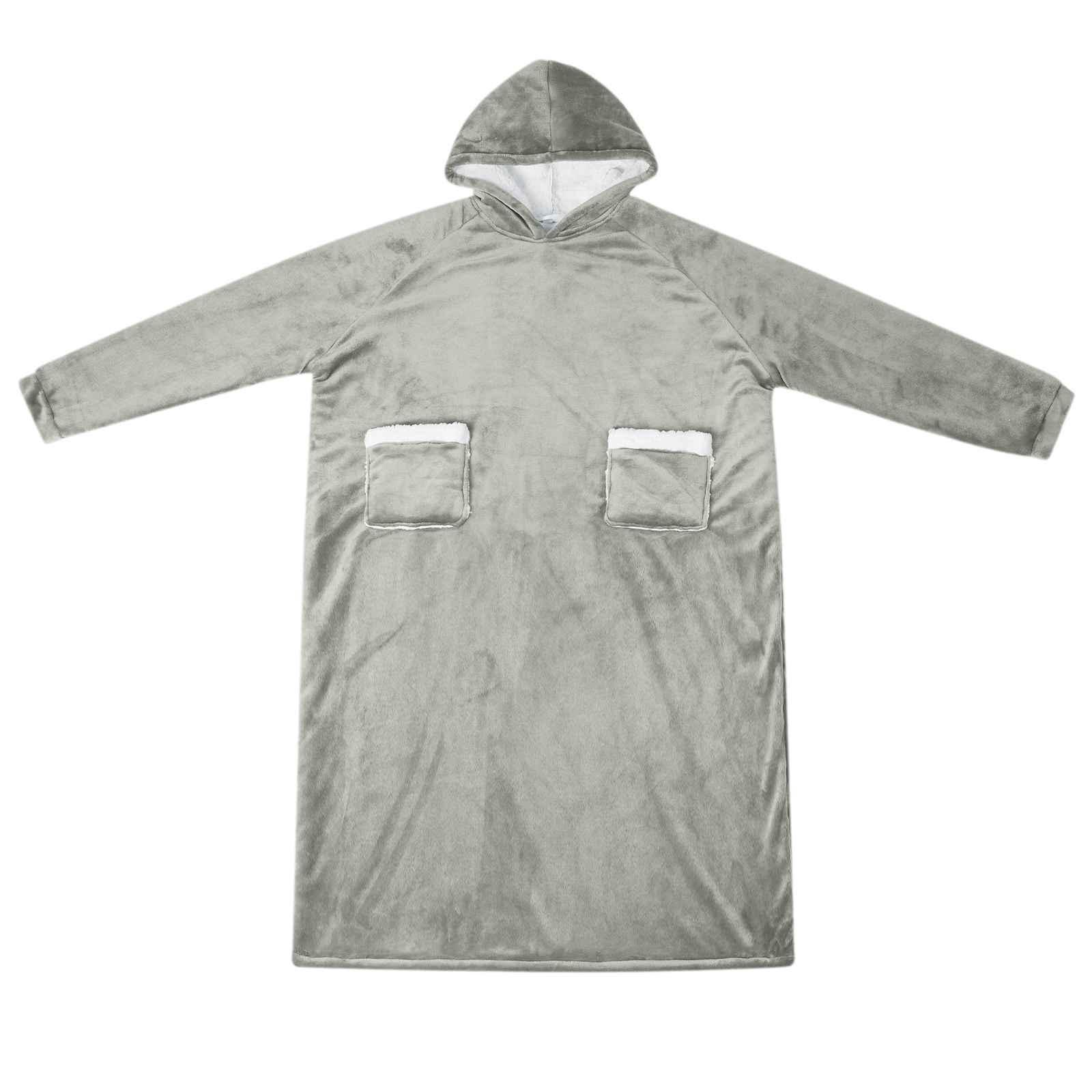Vidaxl coperta con cappuccio grigia l in pile e flanella