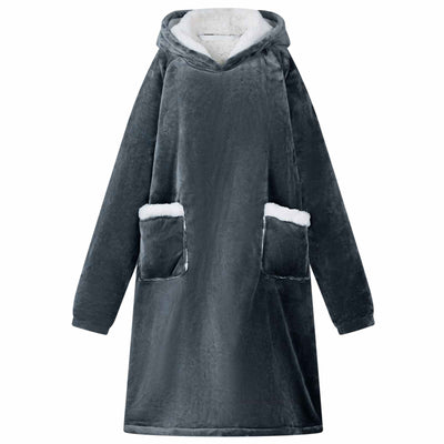 VidaXL coperta con cappuccio blu navy l in pile e flanella