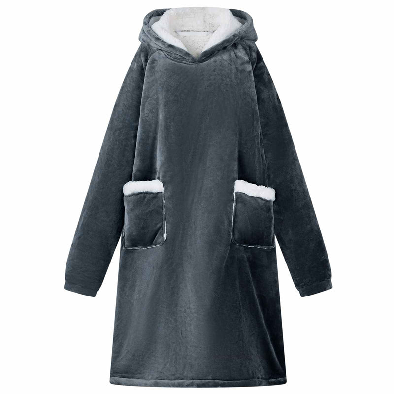 VidaXL coperta con cappuccio blu navy l in pile e flanella