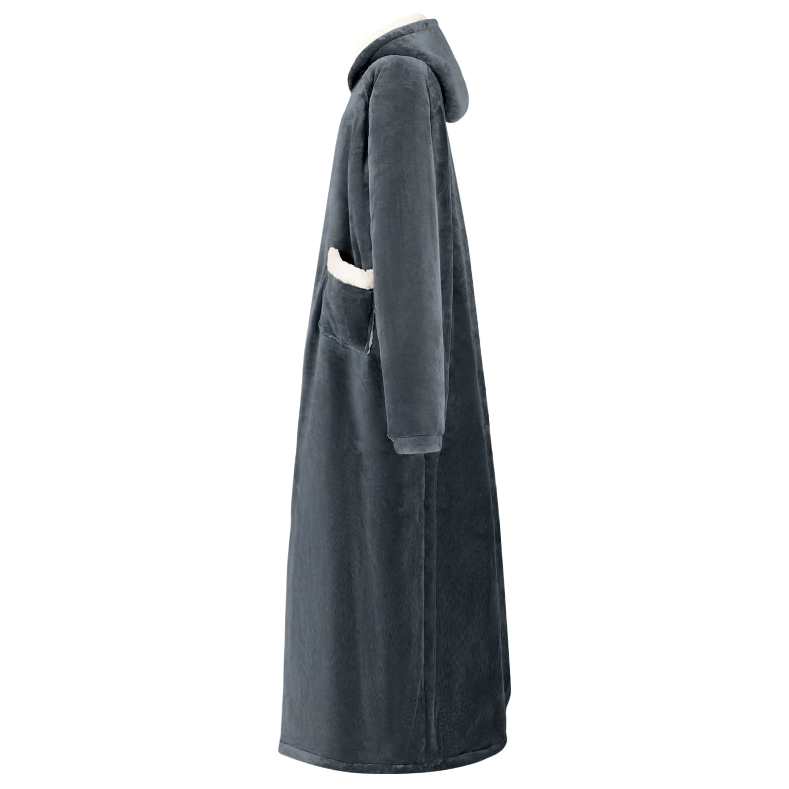 VidaXL coperta con cappuccio blu navy l in pile e flanella