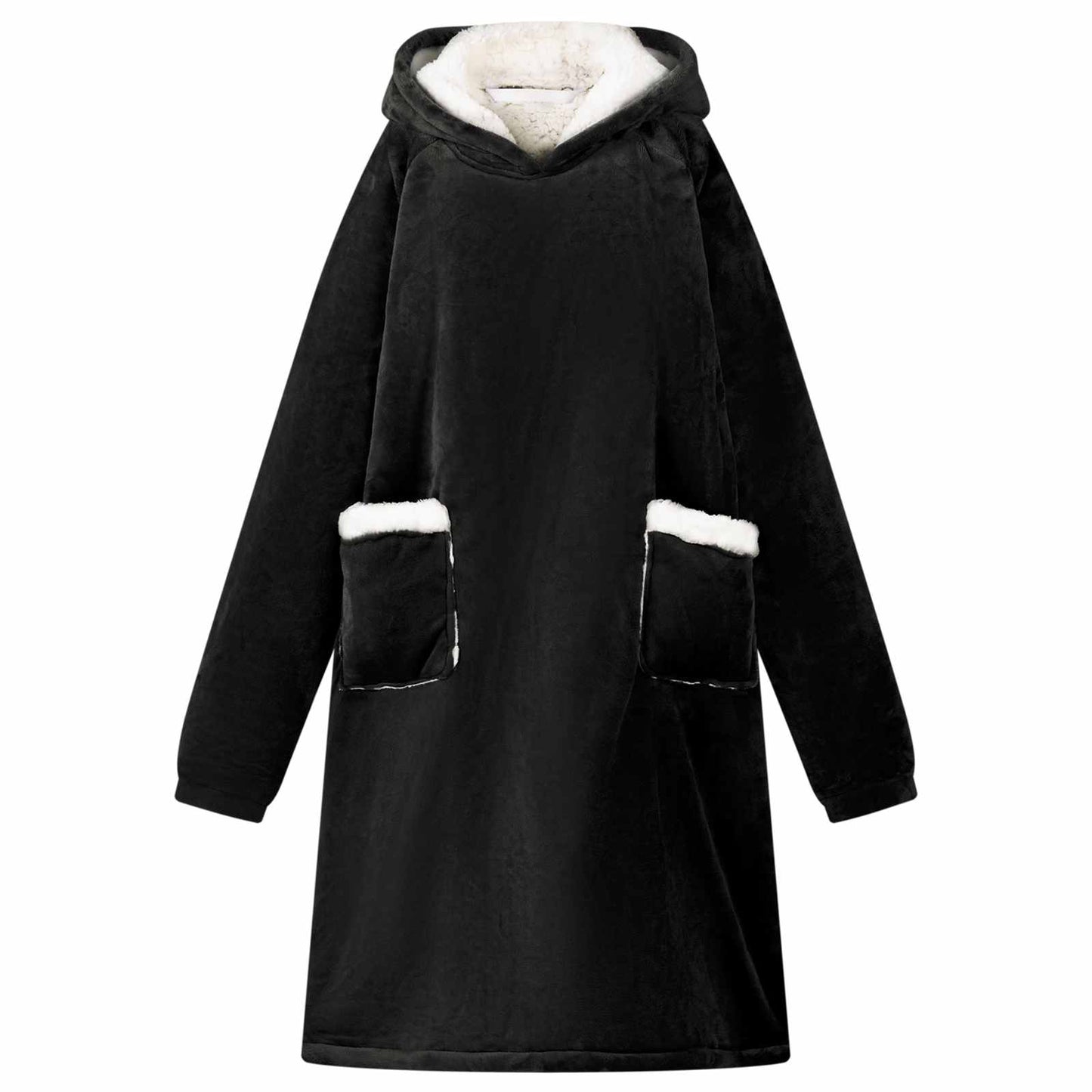Felpa con cappuccio coperta Vidaxx nera con pile e flanella