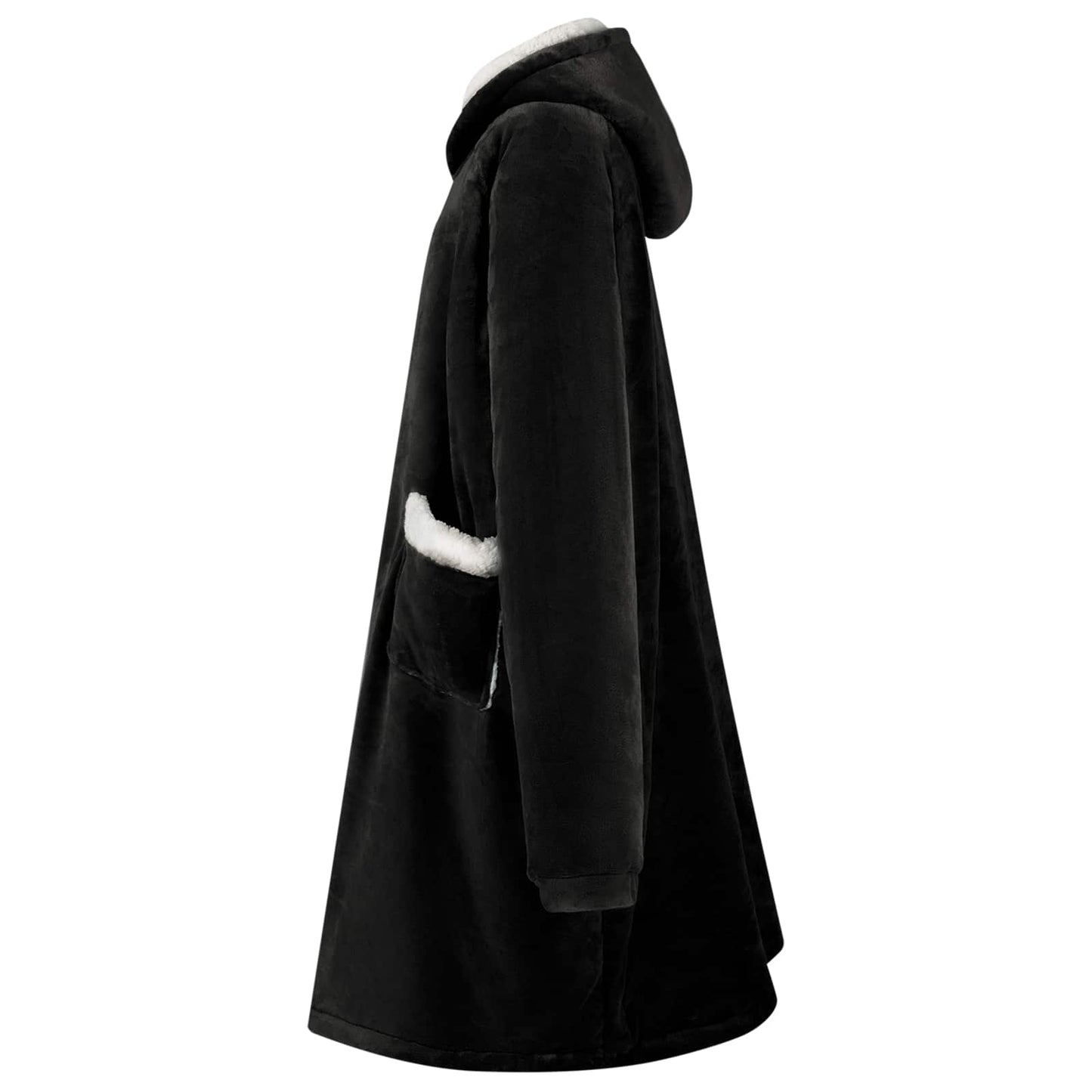 Felpa con cappuccio coperta Vidaxx nera con pile e flanella