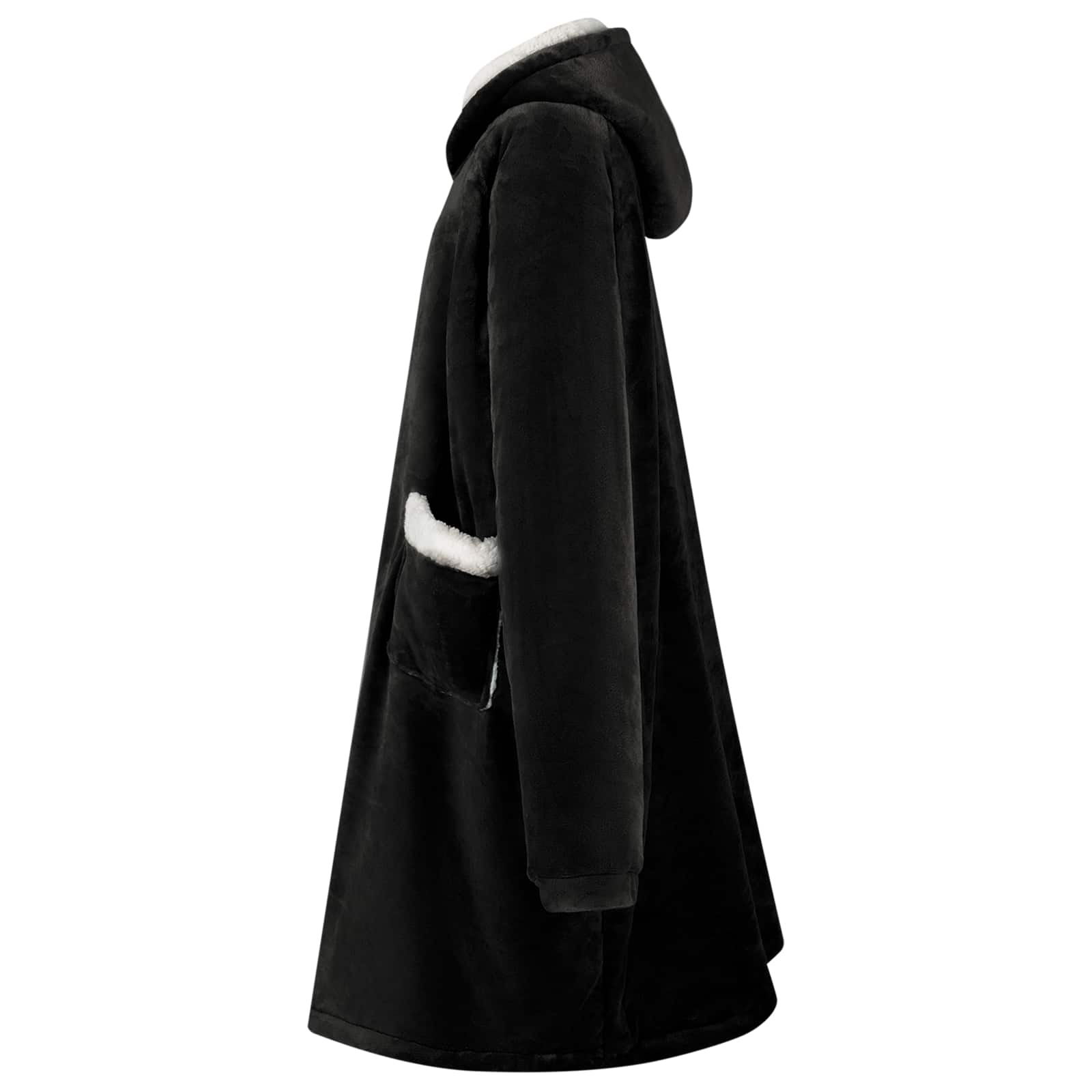 Felpa con cappuccio coperta Vidaxx nera con pile e flanella
