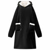 Vidaxl coperta con cappuccio nera l in pile e flanella