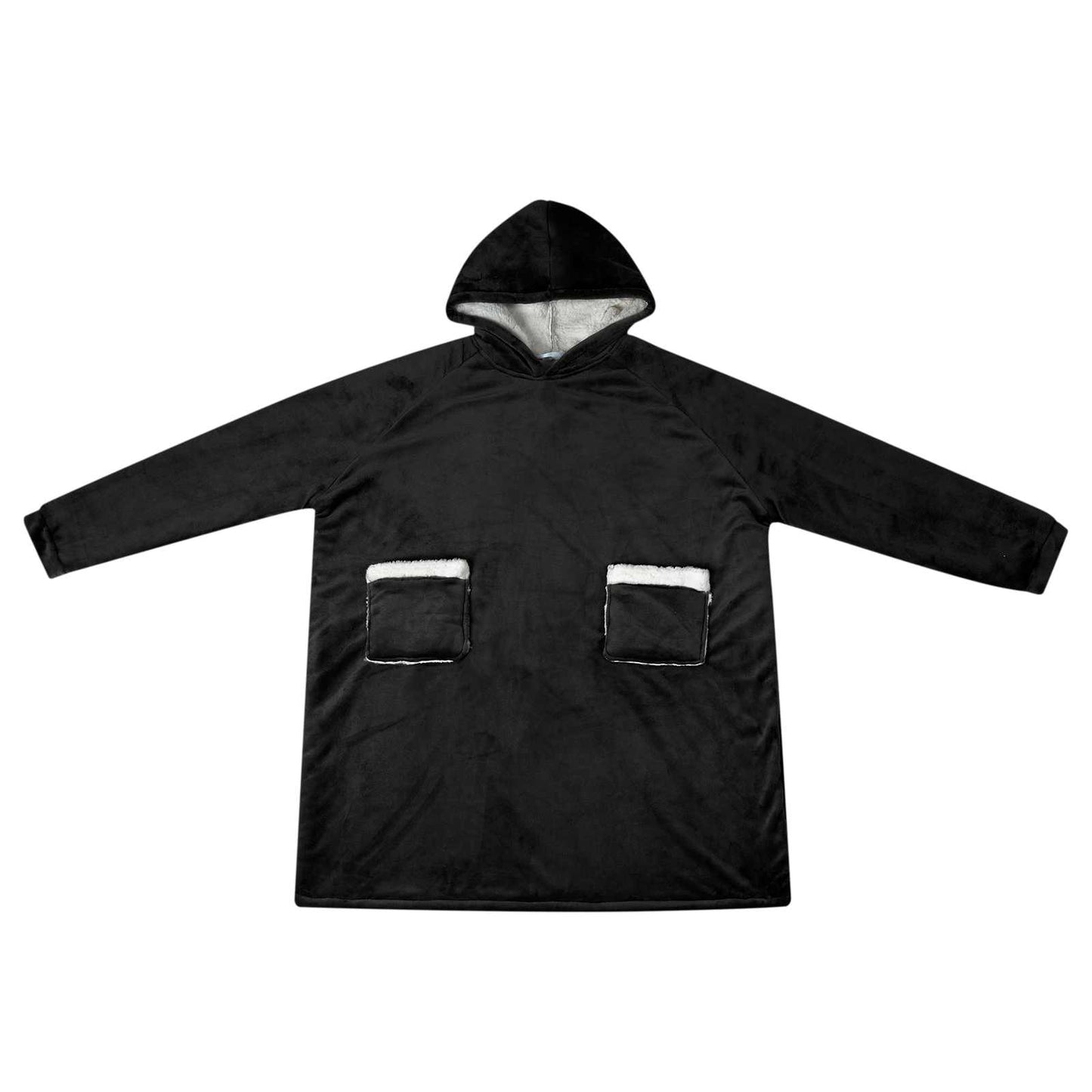 Vidaxl coperta con cappuccio nera l in pile e flanella