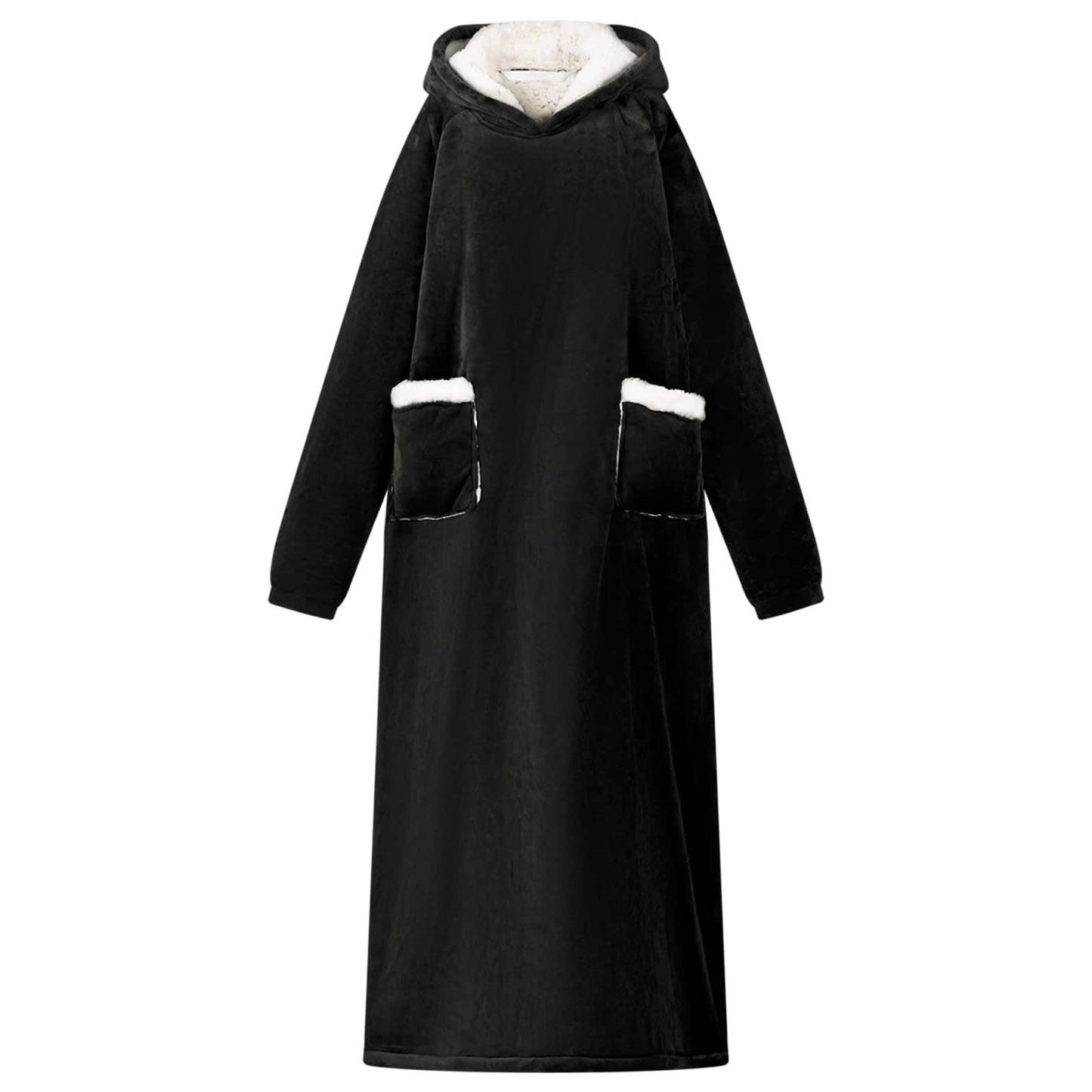 Felpa con cappuccio coperta Vidaxx nera con pile e flanella