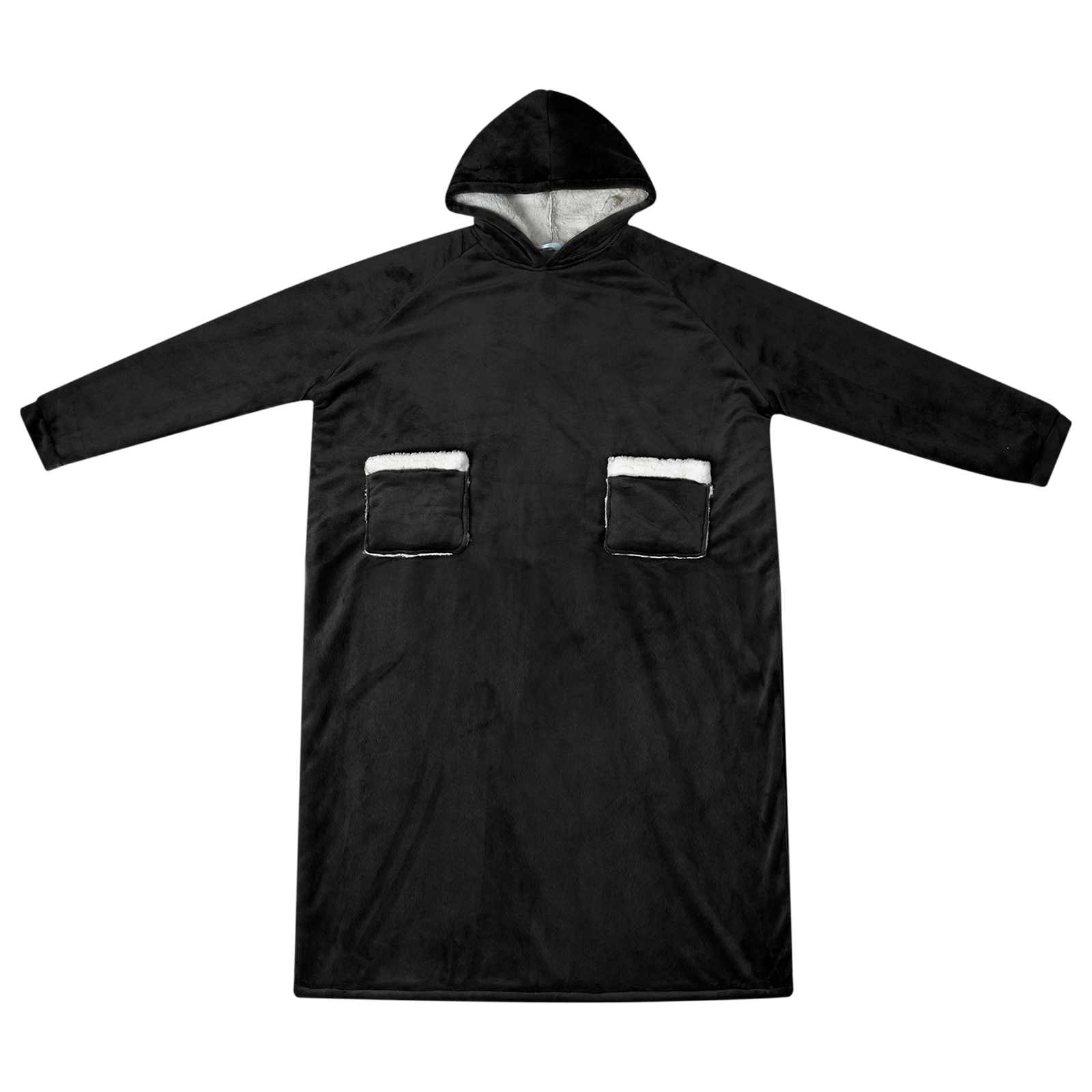 Felpa con cappuccio coperta Vidaxx nera con pile e flanella