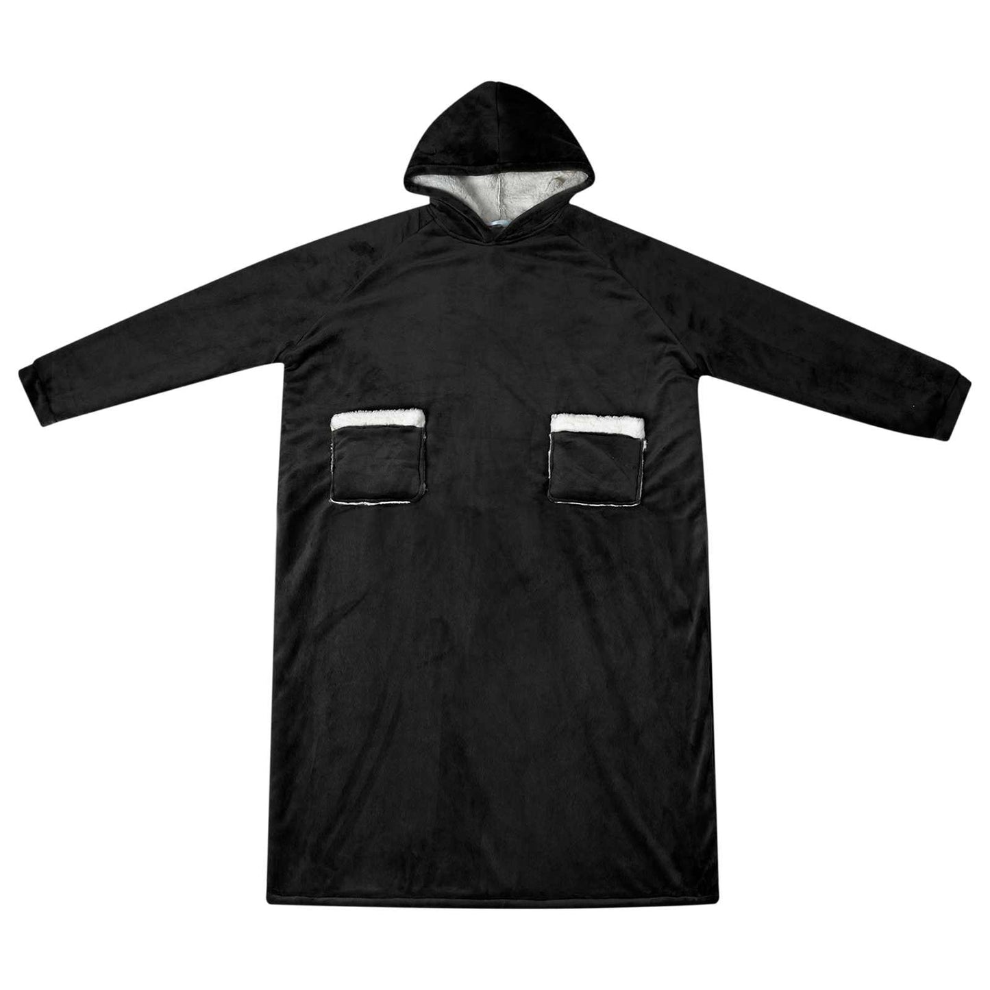 Vidaxl coperta con cappuccio nera l in pile e flanella