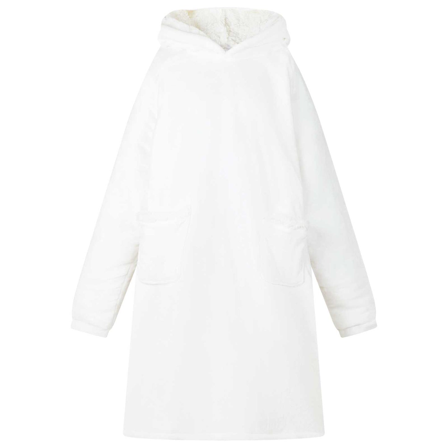 Vidaxl coperta con cappuccio bianca l in pile e flanella