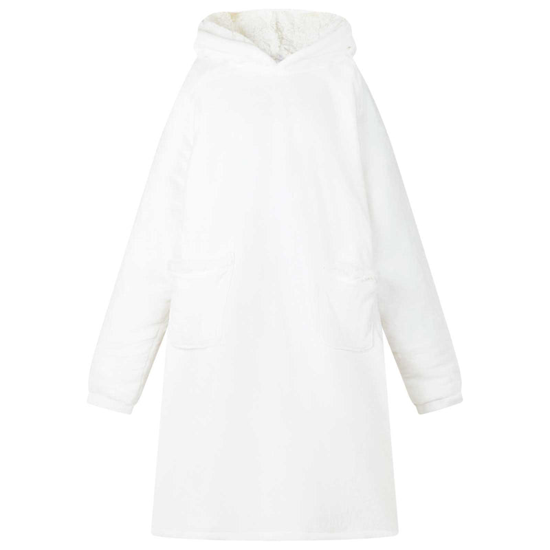Vidaxl coperta con cappuccio bianca l in pile e flanella