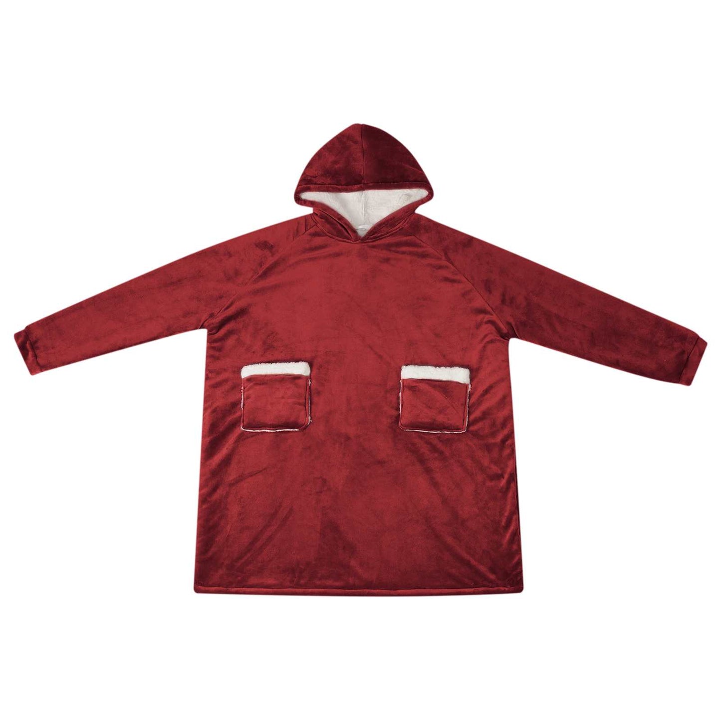 VidaXL coperta con cappuccio rosso bordeaux l in pile e flanella